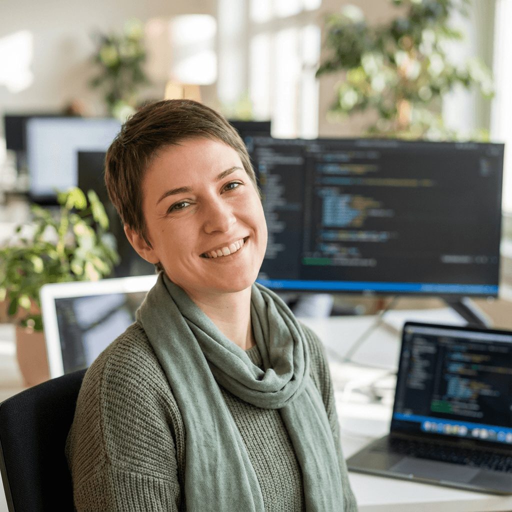 Female in her early 30s, White, warm professional demeanor appropriate for legal services