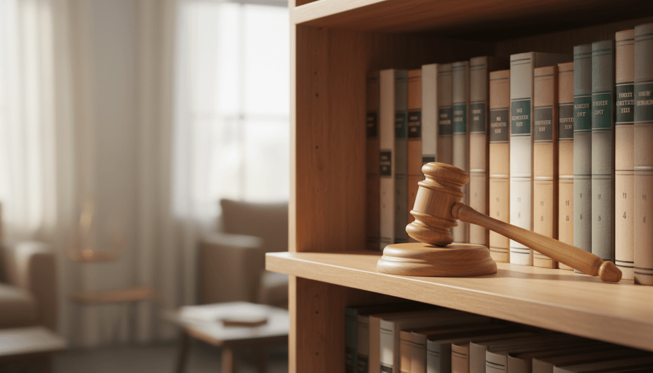 Law library shelf with legal books