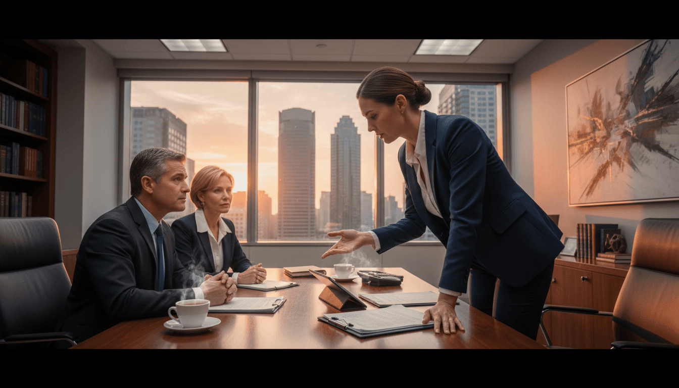Lawyer in a professional meeting at an office desk